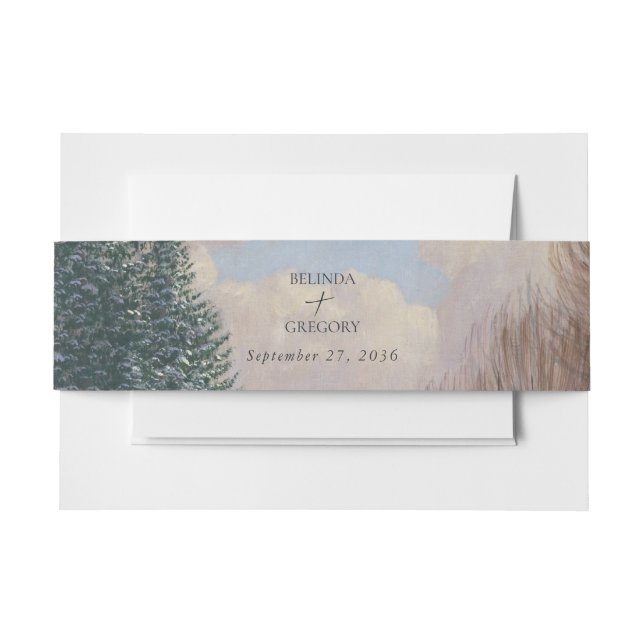 Bandeau De Faire-part Aquarelle Hiver Mariage paysage neige (Devant Example)