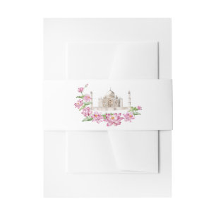 Bandeau De Faire-part Aquarelle indienne Lotus Flower Taj Mahal