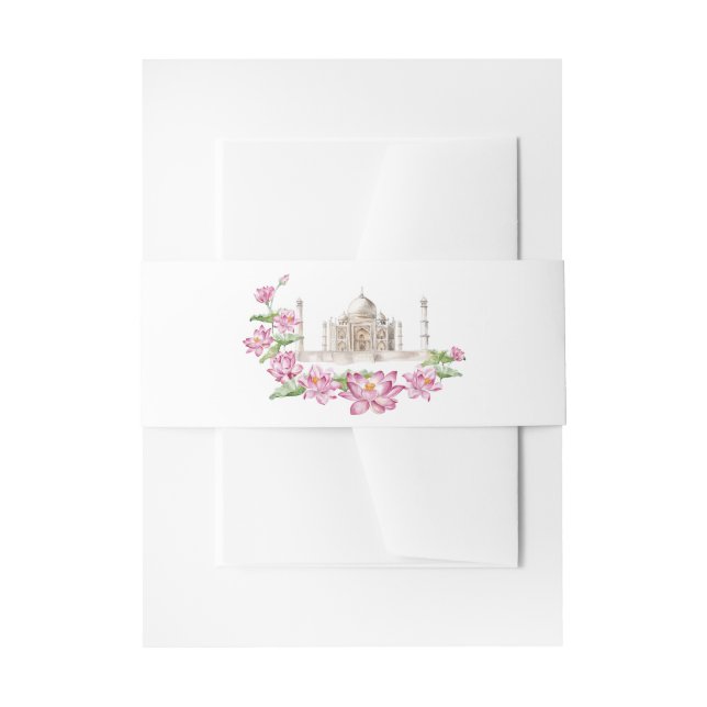 Bandeau De Faire-part Aquarelle indienne Lotus Flower Taj Mahal (Devant example)