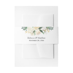 Bandeau De Faire-part Aquarelle ivoire blanc or Mariage Floral