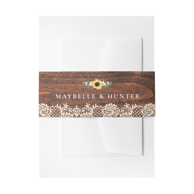 Bandeau De Faire-part Aquarelle jaune Tournesols dentelle et Mariage boi (Devant example)