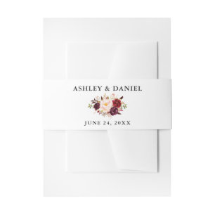 Bandeau De Faire-part Aquarelle mariage Bourgogne Floral