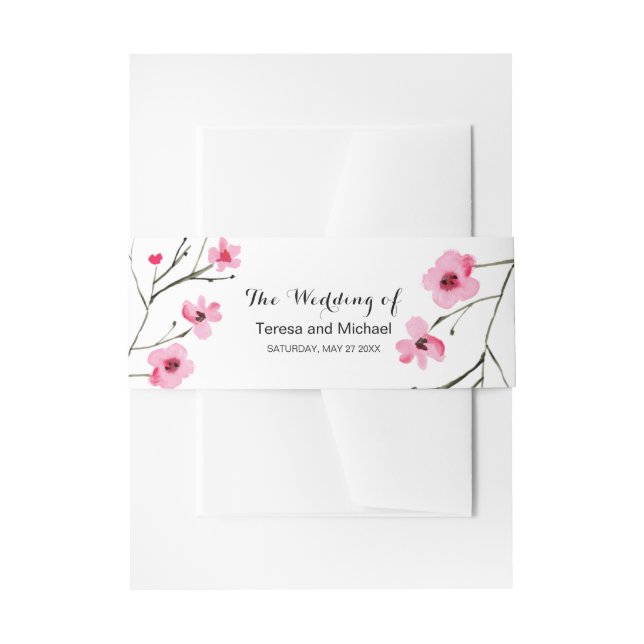 Bandeau De Faire-part Aquarelle, Mariage de fleurs de cerisier (Devant example)