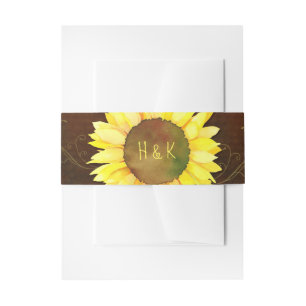 Bandeau De Faire-part Aquarelle Mariage de tournesol Monogrammes
