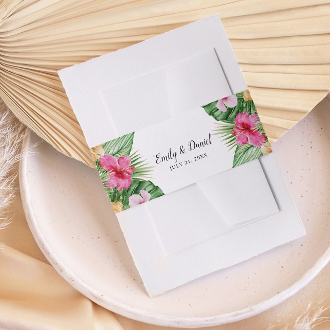 Bandeau De Faire-part Aquarelle Mariage floral tropical (Créateur téléchargé)
