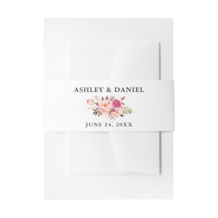 Bandeau De Faire-part Aquarelle mariage rose Floral