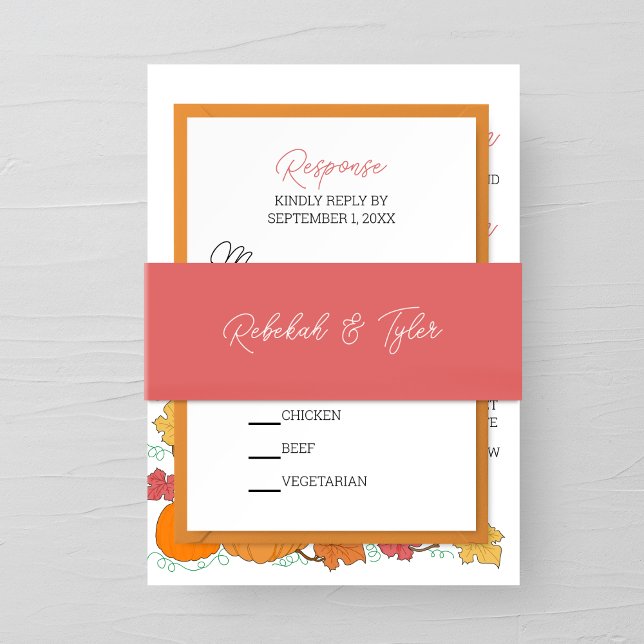 Bandeau De Faire-part Aquarelle Mariage rouge automne (Créateur téléchargé)