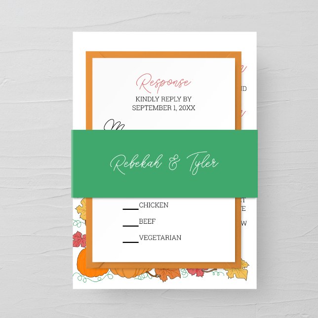 Bandeau De Faire-part Aquarelle Mariage vert automne (Créateur téléchargé)