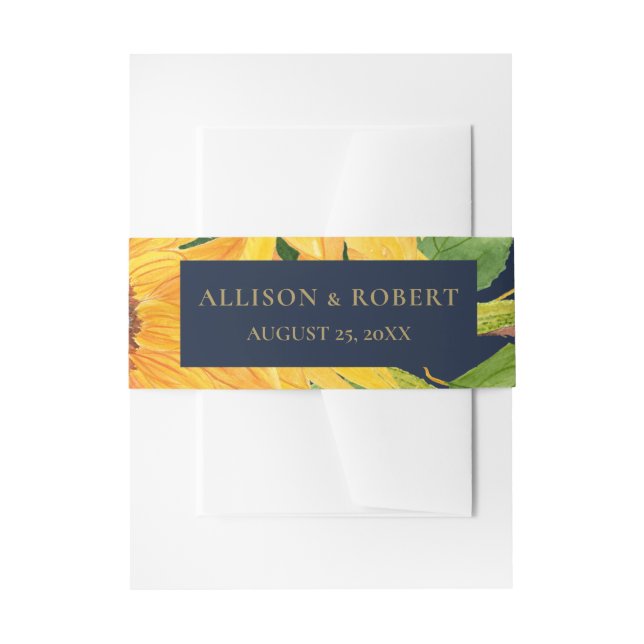 Bandeau De Faire-part Aquarelle Marine Bleu Tournesol Mariage rustique (Devant example)