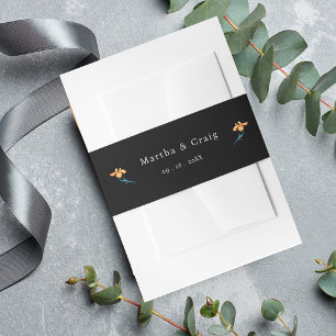 Bandeau De Faire-part Aquarelle mexicaine Fleur Mariage noir