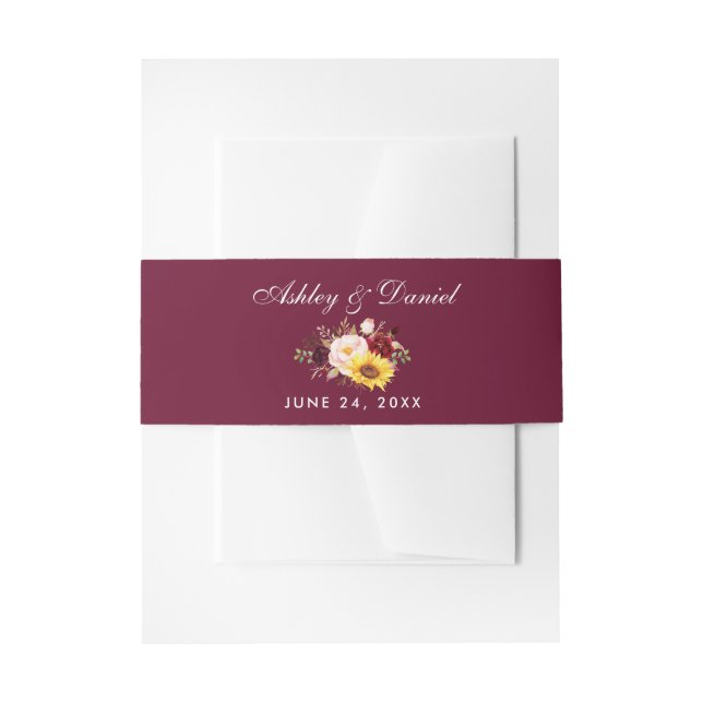 Bandeau De Faire-part Aquarelle Mixte Floral Bourgogne Mariage (Devant example)