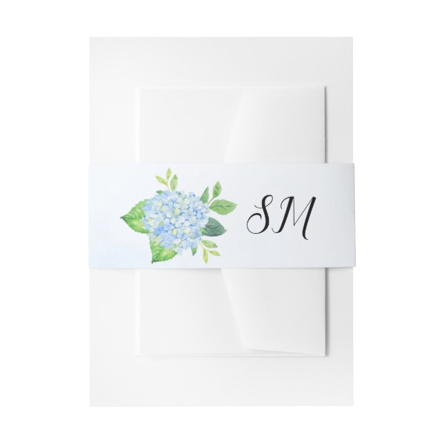 Bandeau De Faire-part Aquarelle moderne bleu Hydrangea Mariage (Devant example)