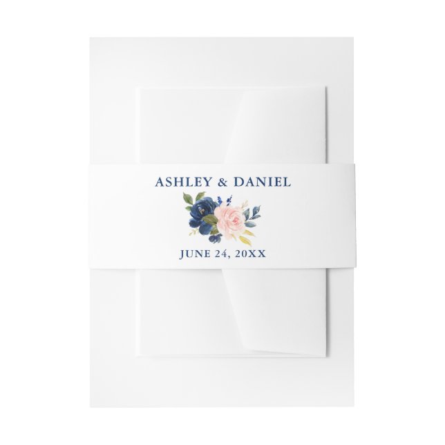 Bandeau De Faire-part Aquarelle moderne Classique Bleu rose Mariage Flor (Devant example)