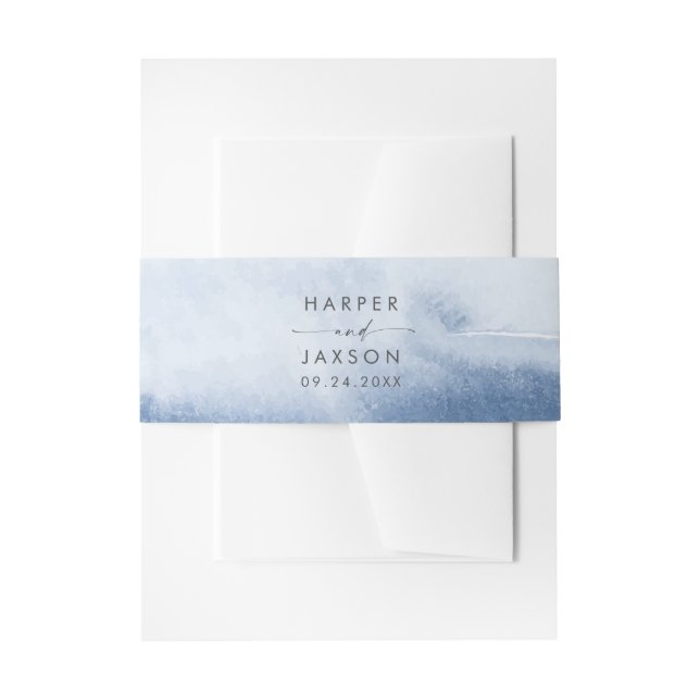 Bandeau De Faire-part Aquarelle moderne | Mariage de noms bleus (Devant example)