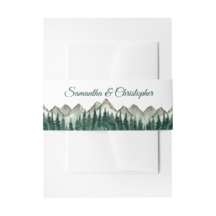Bandeau De Faire-part Aquarelle Montagnes et pins Mariage rustique
