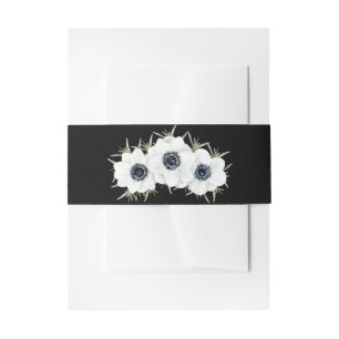 Bandeau De Faire-part Aquarelle noir et blanc Anémones Floral