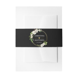 Bandeau De Faire-part Aquarelle noir et blanc MARIAGE de couronnes flora