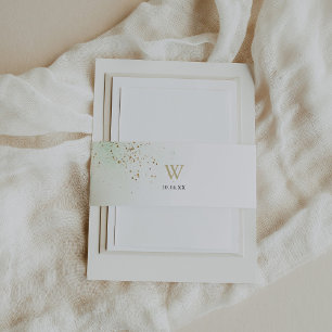Bandeau De Faire-part Aquarelle or Confetti Monogramme Mariage