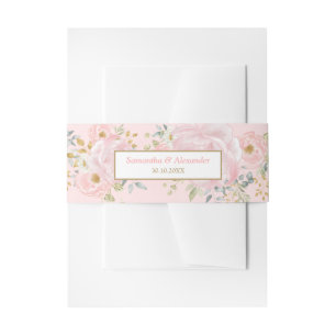 Bandeau De Faire-part Aquarelle Pastel douce Floral rose + Verdure