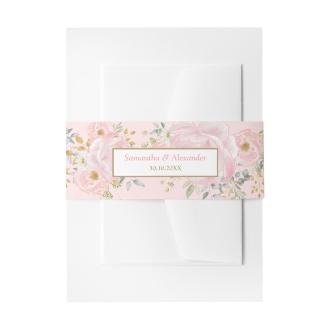Bandeau De Faire-part Aquarelle Pastel douce Floral rose + Verdure (Devant example)