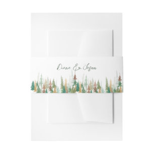 Bandeau De Faire-part Aquarelle Pins de forêt rustique