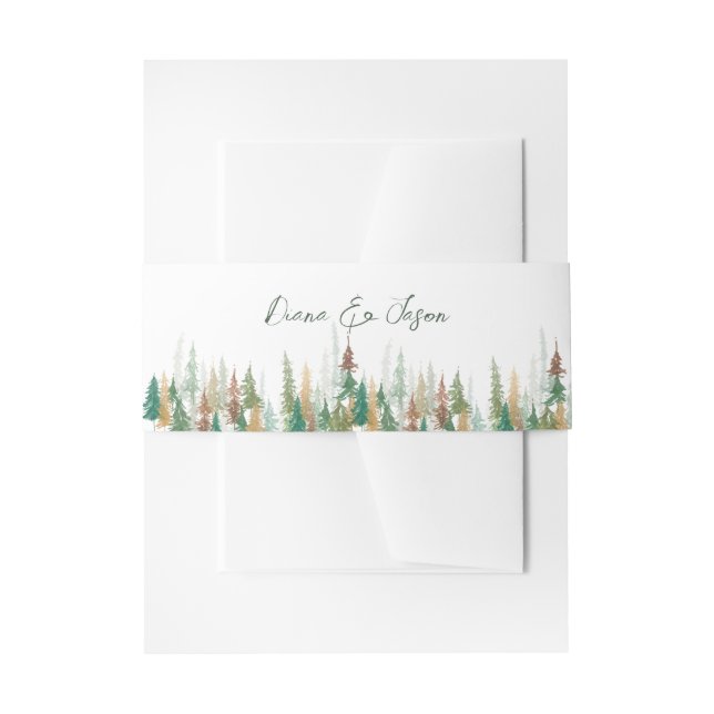 Bandeau De Faire-part Aquarelle Pins de forêt rustique (Devant example)