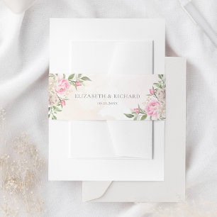 Bandeau De Faire-part Aquarelle rose pâle Mariage de verdure Florale