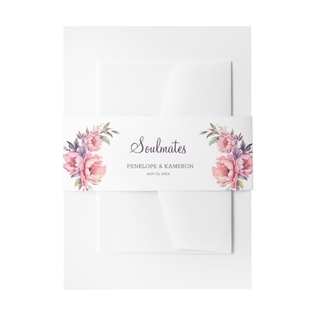 Bandeau De Faire-part Aquarelle rose rose rose et mariage de pivoine (Devant example)