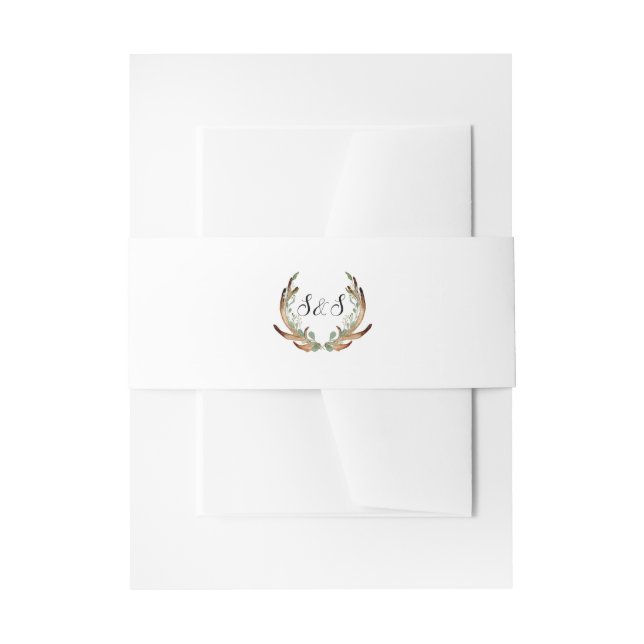 Bandeau De Faire-part Aquarelle Rustique Antler | Initiales | MARIAGE (Devant example)