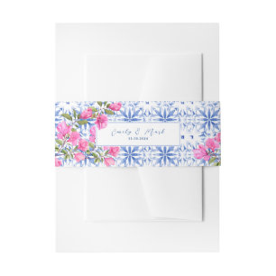 Bandeau De Faire-part Aquarelle Santorini Grèce mariage bleu et blanc