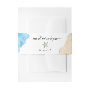 Bandeau De Faire-part Aquarelle Starfish Plage Côtière Mariage Sable de 