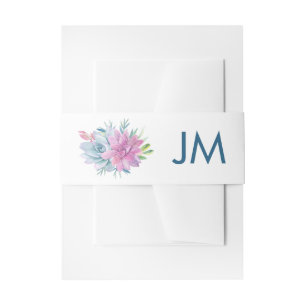 Bandeau De Faire-part Aquarelle Succulents Monogramme Mariage