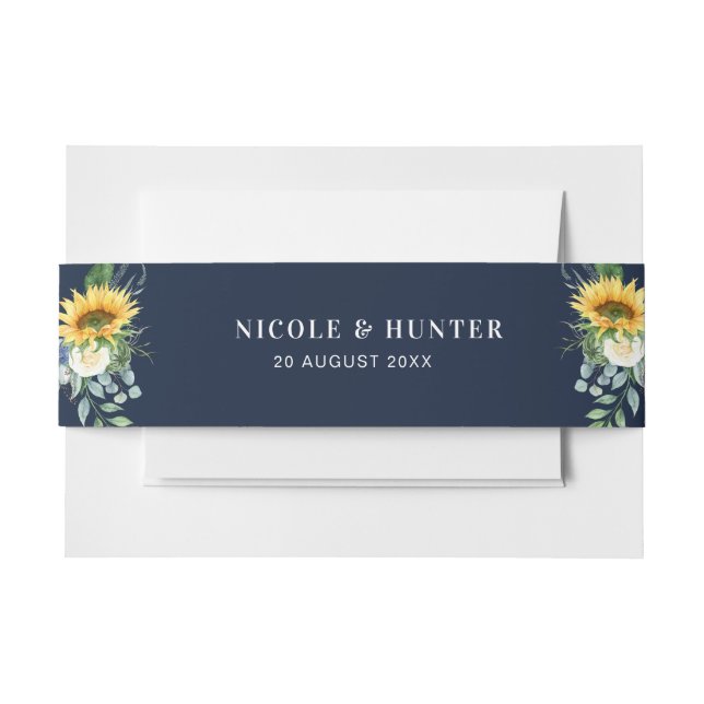 Bandeau De Faire-part Aquarelle tournesol eucalyptus mariage ceinture ba (Devant Example)