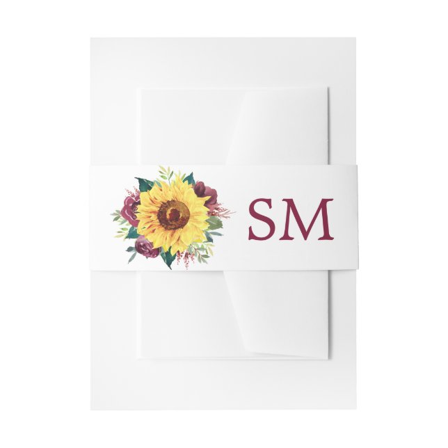Bandeau De Faire-part Aquarelle Tournesol Floral Monogramme (Devant example)