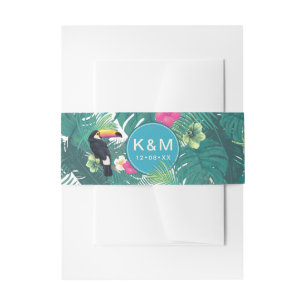 Bandeau De Faire-part Aquarelle Tropical avec Toucan Turquoise ID577