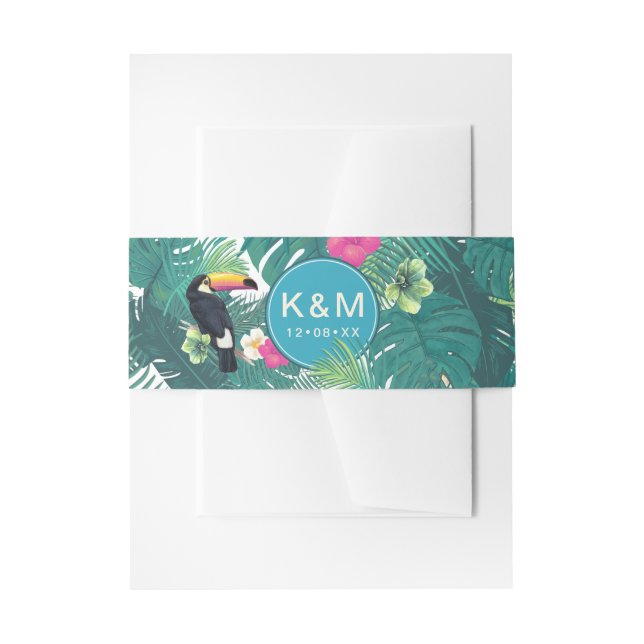 Bandeau De Faire-part Aquarelle Tropical avec Toucan Turquoise ID577 (Devant example)
