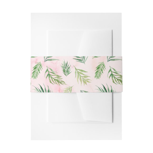 Bandeau De Faire-part Aquarelle Tropical Feuille Mariage Belly Band (Devant example)