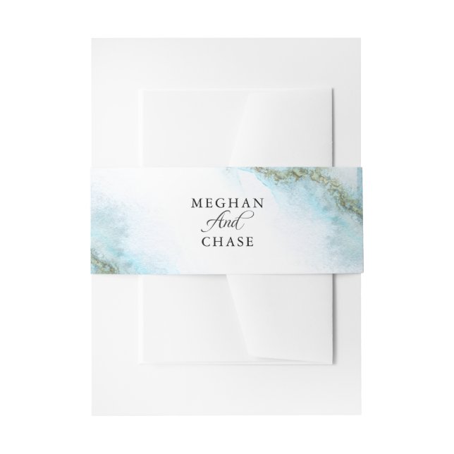 Bandeau De Faire-part Aquarelle Turquoise moderne Moss Agate BarefootBri (Devant example)