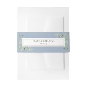Bandeau De Faire-part Aquarelle Verdure Foliage Dusty Blue Mariage