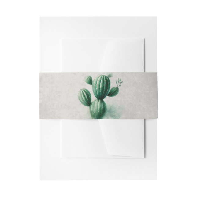 Bandeau De Faire-part Aquarelle Vert Cactus Gris Sud-Ouest Mariage (Devant example)