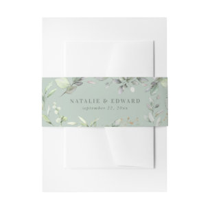 Bandeau De Faire-part Aquarelle vert de sauge botanique eucalyptus
