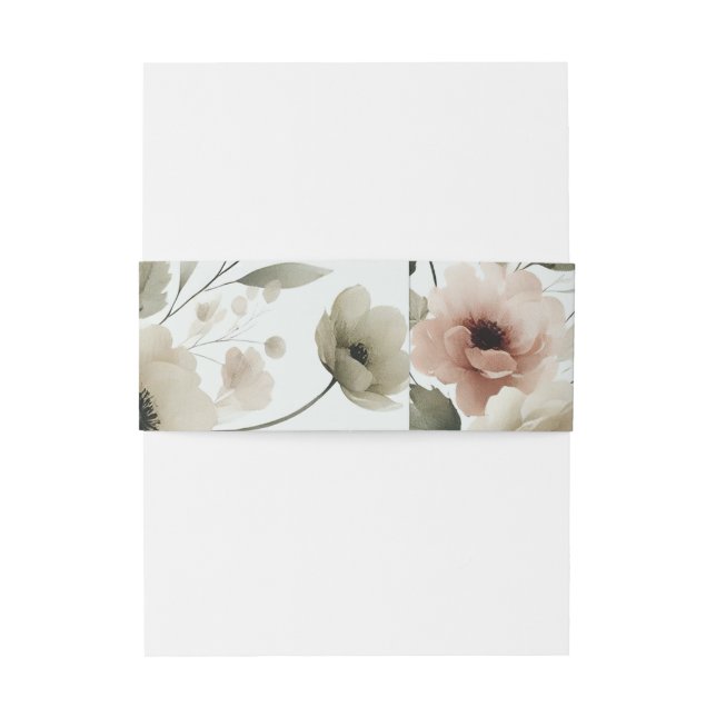 Bandeau De Faire-part Aquarelle vert d'olive kaki Mariage de fleurs (Dos Example)