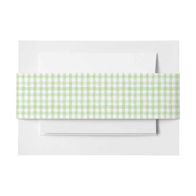 Bandeau De Faire-part Aquarelle vert et blanc En vichy (Devant Example)