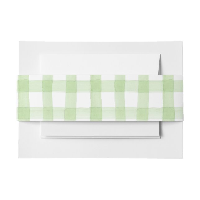 Bandeau De Faire-part Aquarelle vert et blanc En vichy (Devant Example)