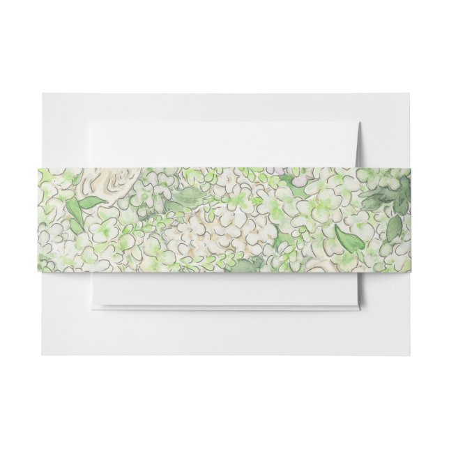 Bandeau De Faire-part Aquarelle Vert et Blanc Hydrangea Crest (Devant Example)