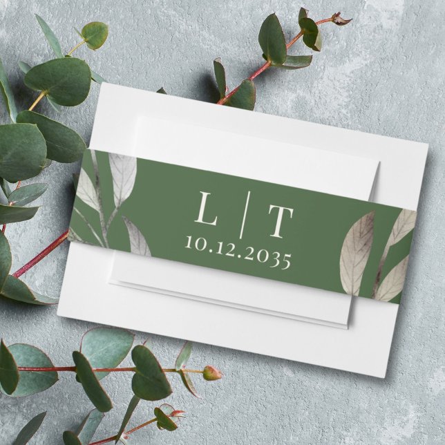 Bandeau De Faire-part Aquarelle Vert foncé Mariage botancien (Créateur téléchargé)