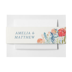 Bandeau De Faire-part Aquarelle vintage Flores Boho Mariage