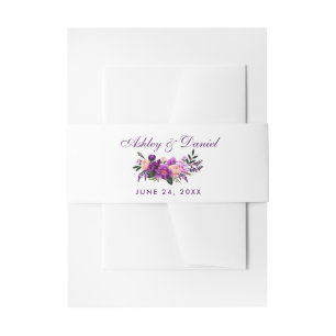 Bandeau De Faire-part Aquarelle violet ultra violet Mariage de fleurs PS