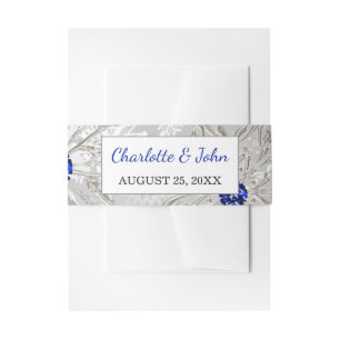 Bandeau De Faire-part argent bleu royal flocons de neige hiver Mariage