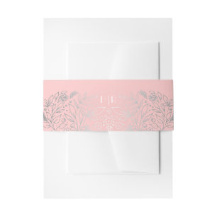 Bandeau De Faire-part Argent et monogramme floral de bouquet de jardin